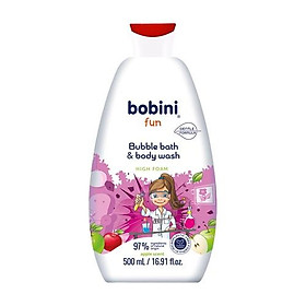 Gel tắm tạo bọt cho trẻ em Bobini Fun mềm mịn hương táo 1+ tuổi 500ML