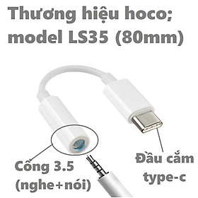 Đầu chuyển Type-C sang 3.5mm hỗ trợ Mic Baseus L54 hoco LS37 MÀU NGẪU NHIÊN - Hàng chính hãng
