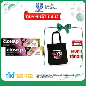 Combo 2 Kem đánh răng dạng Gel Closeup Trắng Răng Tự Nhiên Khoáng Đất Sét & Matcha Bạc Hà 230g