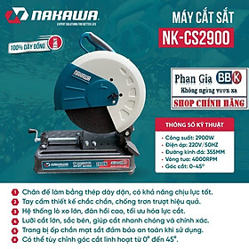Máy Cắt Sắt 355MM NAKAWA 2900W - NK-CS2900 Dòng Công Nghiệp, Mô tơ 100% dây đồng, Bảo hành 1 năm