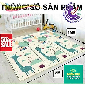 Thảm Xốp Trải Sàn Cho Bé, 2 Mặt Chống Thấm Chống Trơn Phủ Silicon 1m8 x 2m