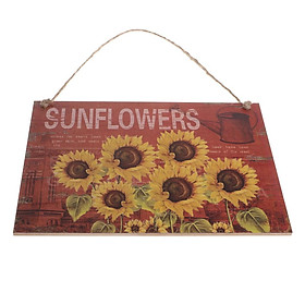 Vintage Sunflower Wooden Plaque Board with Jute Twine Home Wall Hanging Sign