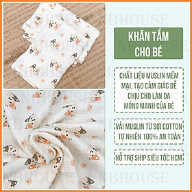 Khăn Tắm Cho Trẻ Sơ Sinh Và Trẻ Nhỏ Chất Vải Muslin An Toàn Và Dịu Nhẹ Cho Làn Da Bé (50*70cm)