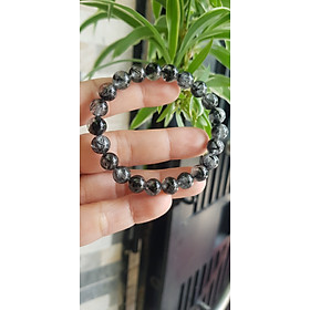 Vòng tay thạch anh tóc đen tự nhiên nữ size hạt 8mm màu đen trắng bóng đẹp hợp mệnh thủy mệnh Mộc đeo đẹp may mắn hợp mệnh tuổi tốt sức khỏe công việc ạ