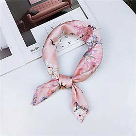 Khăn turban vuông satin họa tiết hoa size 48*48cm
