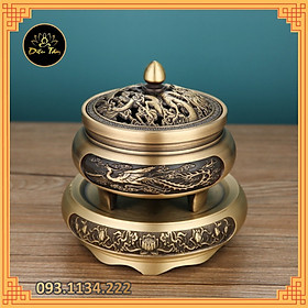 Mua Lư xông trầm hương bằng đồng khắc rồng phượng đôn đế chọn mẫu đúc đồng nguyên khối ưu đãi combo nhang vòng/ trầm nụ đồ thờ cúng cao cấp