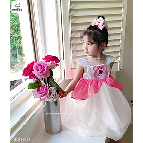 Đầm công chúa gấu dâu Lotso cho bé gái từ 12-35kg chất voan mềm mát