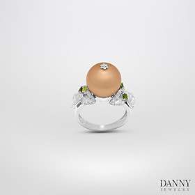 Nhẫn Nữ Danny Jewelry Bạc 925 Xi Rhodium Đính Ngọc Ốc & Sapphire Xanh N0106