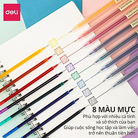 Bút gel 0.5mm nhiều màu Deli - có nắp gài - 1 chiếc - Đỏ/ Xanh Dương/ Xanh Lá/ Tím/ Cam - A119