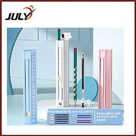 HỘP BÚT 10 MÓN LỤC GIÁC CHO BÉ TẶNG KÈM HỘP NGÒI -JL