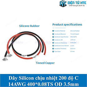 Dây điện Vỏ Silicon chịu nhiệt 200 độ C 14AWG 400*0.08TS OD 3.5mm