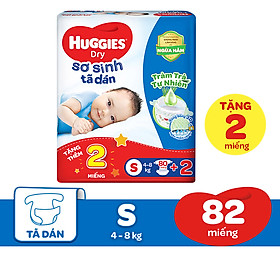 Tã dán sơ sinh Huggies mới 4kg-8kg - Gói 80 miếng Tràm Trà + Tặng 2 miếng