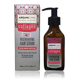 Tinh dầu dưỡng chắc khỏe, làm dày cho tóc mỏng khô giòn ARGANICARE Collagen Regenerating Hair Serum For Thin, Damaged & Brittle Hair 100ml