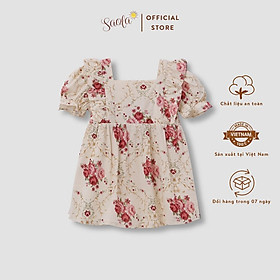 Đầm Bé Gái/Váy Bé Gái Họa Tiết Hoa Hồng Xinh Xắn Chất Cotton Thoáng Mát - ROSSIE DRESS - DRC008 - SAOLA CLOTHING