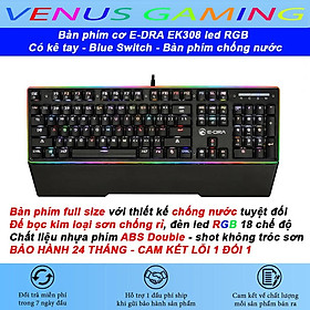 Mua Bàn phím cơ Edra EK308 Led RGB - Kê tay - Blue switch - Led viền - Chống nước - Hàng Chính Hãng