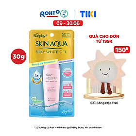 Kem chống nắng Skin Aqua dưỡng trắng & dưỡng ẩm, dùng hàng ngày dạng gel Sunplay Skin Aqua Silky White Gel Eco Việt Nam SPF 50, PA++++ 30g