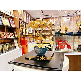 chậu hoa lan dát vàng(40x35x35cm) MT Gold Art - Hàng chính hãng, trang trí nhà cửa, phòng làm việc, quà tặng sếp, đối tác, khách hàng, tân gia, khai trương