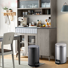 Mua Thùng rác đạp chân cao cấp  dung tích 12L  mã SJ12-Y01  dáng tròn  chất liệu inox phủ nano  chống sập nắp
