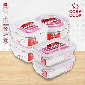Mua Bộ 6 hộp thủy tinh trữ thực phẩm chịu nhiệt 2 tròn 400ml 2 chữ nhật 370ml 2 vuông 320ml COBA COOK
