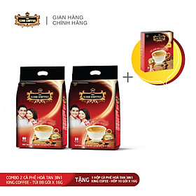 Hình ảnh Combo 2 Cà Phê Hòa Tan 3IN1 KING COFFEE - Túi 88 gói x 16g + Cà Phê Hòa Tan 3IN1 KING COFFEE - Hộp 10 gói x 16g