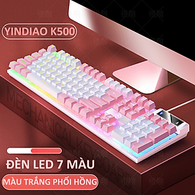 Bàn phím giả cơ YINDIAO K500 đa dạng màu sắc kèm theo đèn led 7 màu xuyên phím dành cho game thủ - Hàng Chính Hãng