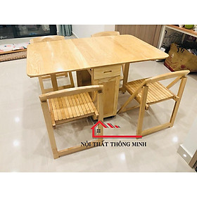 Mua BÀN ĂN THÔNG MINH GỖ SỒI TỰ NHIÊN GẤP GỌN_BẢO HÀNH 2 NĂM