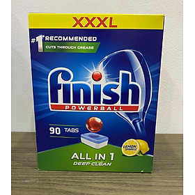 Viên rửa bát Finish All in one gồm 80 viên kết hợp cả muối và nước làm