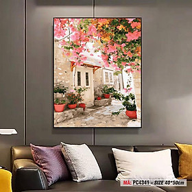 Mua Tranh sơn dầu số hoá tự tô BEE HAPPY giàn hoa trước hiên nhà PC4341