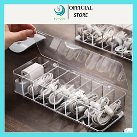 Mua  VIDEO - Hộp đựng dây sạc  cóc sạc điện thoại bằng mica trong suốt- Khay đựng remote  phụ kiện đa năng mẫu mới  sang trọng- Chọn mẫu theo ý