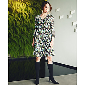 Đầm Suông Chiffon In Hoa Olive thời trang thiết kế Hity Dre170