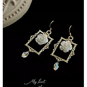 Bông tai, Khuyên tai nữ thời trang hình Hoa hồng kiểu dài sành điệu