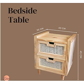 Mua Kệ tủ đầu giường làm từ gỗ thông  trang trí họa tiết mây