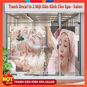 Mua Tranh Dán Kính in decal trong suốt nhìn 2 mặt hình cô gái spa trang trí cửa