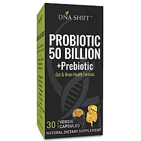 DNA Shift Prebiotics and Probiotics 50 Billion CFU. Dr Approved LIVE Probiotics for Women, Probiotics for Men Shelf Stable Pre and Probiotic Supplement, Acidophilus, 11 Strains Best for Natural Relief