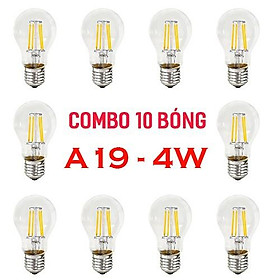 Combo 10 bóng đèn LED Edison A19 4W đui xoáy E27 chống nước siêu rẻ đẹp chuyên dụng cho trang trí