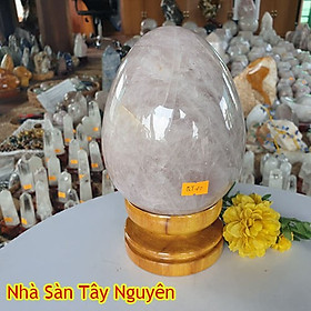 Đá thạch anh hồng tự nhiên hình quả trứng giúp tăng duyên bán hàng QT20 nặng 3.9kg kích thước 21x11(cm) – vật phẩm phong thủy may mắn