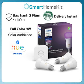 Hình ảnh Bộ 3 Bóng Đèn Philips Hue White and Color Ambiance Starter Kit E27 16 triệu màu - Hàng chính hãng