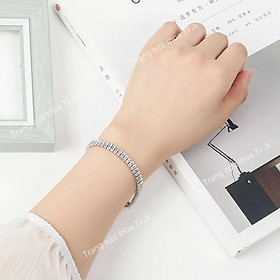 LẮC TAY NỮ INOX ĐÍNH ĐÁ CHỮ NHẬT TO 6MM KHÔNG ĐEN