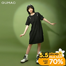 Đầm suông nữ phối dây kéo GUMAC DB1130
