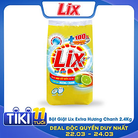 Bột Giặt LIX Extra Hương Chanh 2.4Kg EC025 - Tẩy Sạch Vết Bẩn Cực Mạnh