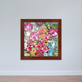 Tranh hoa lá sơn dầu nghệ thuật có khung W1893