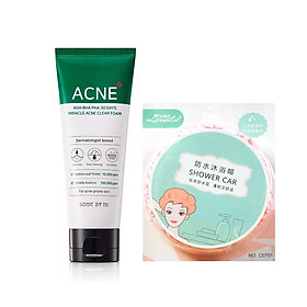 Sữa Rửa Mặt Làm Giảm, Ngăn Ngừa Mụn Some By Mi AHA-BHA-PHA 30 Days Miracle Acne Clear Foam 100ml tặng kèm mũ trùm tóc siêu xinh