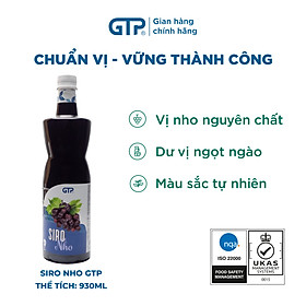 Siro GTP hương Chanh dây/ Nho/ Bạc hà 930 ml