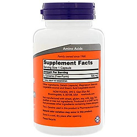 Viên Uống Now L-Tyrosine 500mg Hỗ Trợ Neurotransmitter Và Tinh Thần Tỉnh Táo