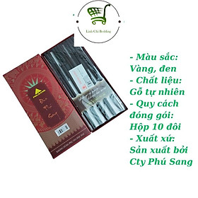 Đũa gỗ cao cấp cẩm xoắn Phú Sang, chất liệu tự nhiên, không cong vênh mối mọt - Sét 10 đôi