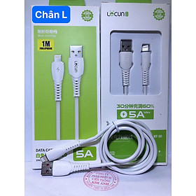 Chân L- Dây sạc nhanh hiệu Lecun BT-10 dòng điện 5A chân cắm L, Hàng Chính Hãng