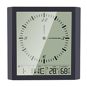 Đồng hồ hình vuông hiện đại và đơn giản, màn hình lớn, độ nét cao, góc nhìn rộng, 150 độ. Hiển thị thời gian, lịch, tuần, nhiệt độ và độ ẩm.