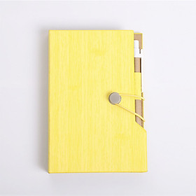 Sổ vở M&G bìa cứng vân gỗ kèm bút giấy note A6 10,3x15,5cm