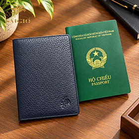 Ví Passport Da Bò PEBBLE Mềm Mại - Bền Bỉ, Chống Xước - Chống Nhăn Tốt, Thiết Kế Hiện Đại - Đa Năng, Đựng Được Nhiều Loại Hộ Chiếu, Nhiều Ngăn Thẻ ATM, Đựng Tiền, Vé Máy Bay, Tiện Dụng Khi Đi Du Lịch, Công Tác - Hàng Chính Hãng SAIGIO - Màu Xanh Dương Nhạ