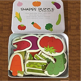 Đồ Chơi Ghép Hình Gỗ Puzzle 2 Mảnh Hộp Sắt Cho Bé Thông Minh